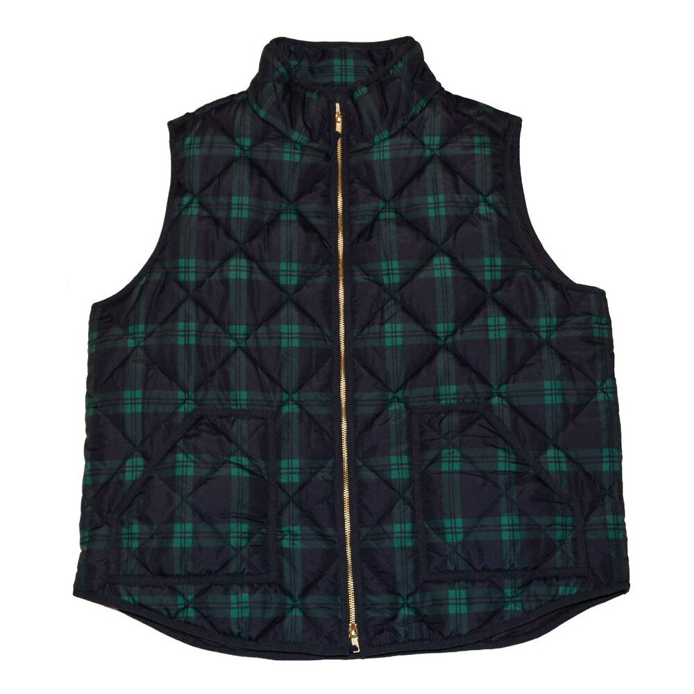 NWT Elie By Elie Tahari Women’s Black Watch Tartan Plaid Quilted Vest Size XL